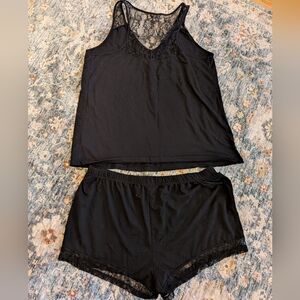 Elegant Black Lace Sleepwear Set